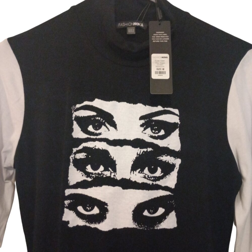 Fashion Nova Black/White long sleeve dress